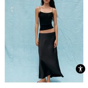 Elegant Zara Black Satin Skirt